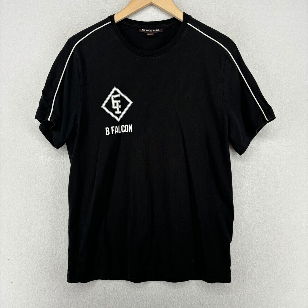 MICHAEL KORS Shirt Mens M MK Bulldog Graphic Short Sleeve Tee Cotton Black - Picture 2 of 15